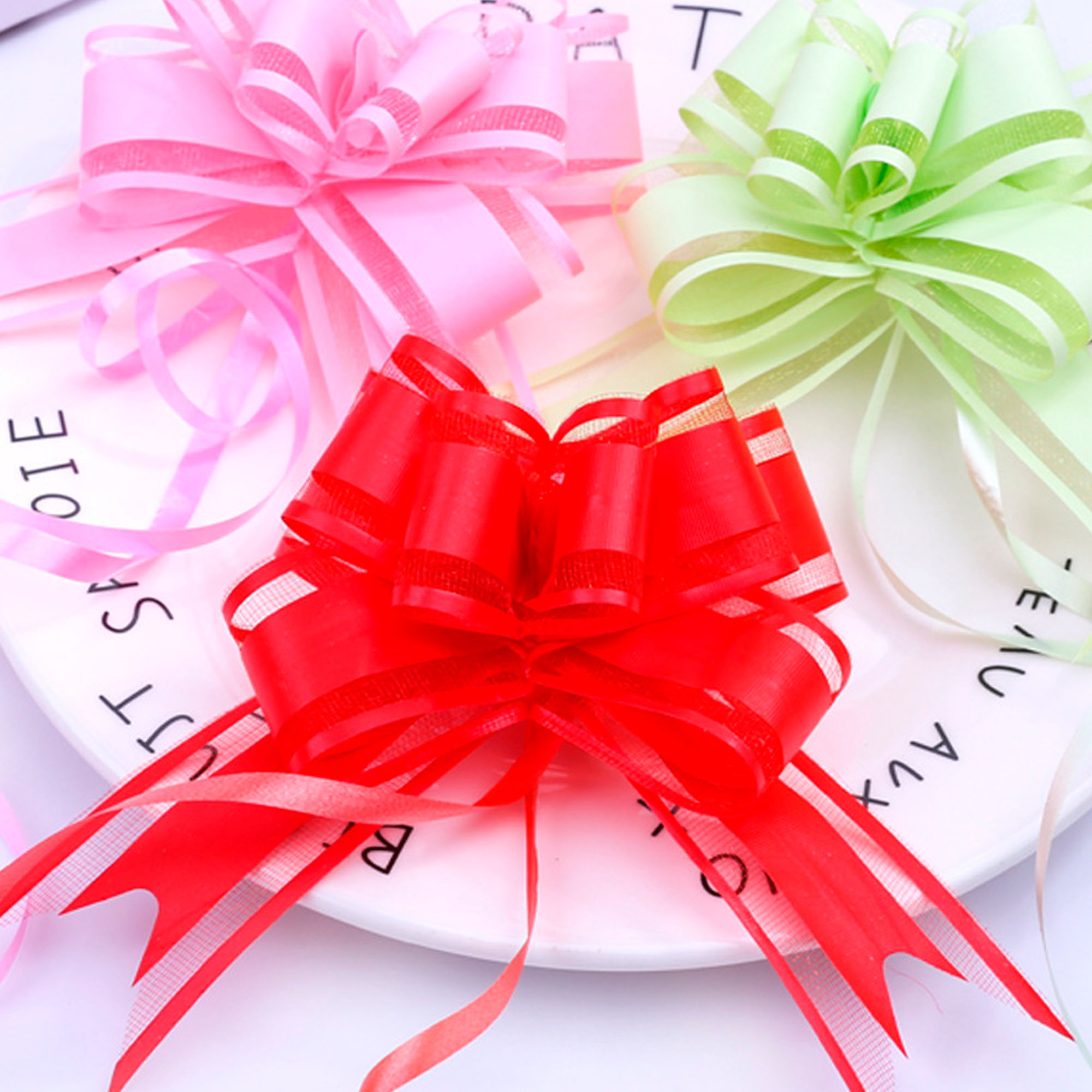 10 Cintas Lazos De Regalo Organza 30MM Navidad Colores 24