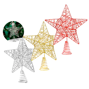 Estrella De Navidad Árbol Doradas Plateadas Decoración 18x23 CM