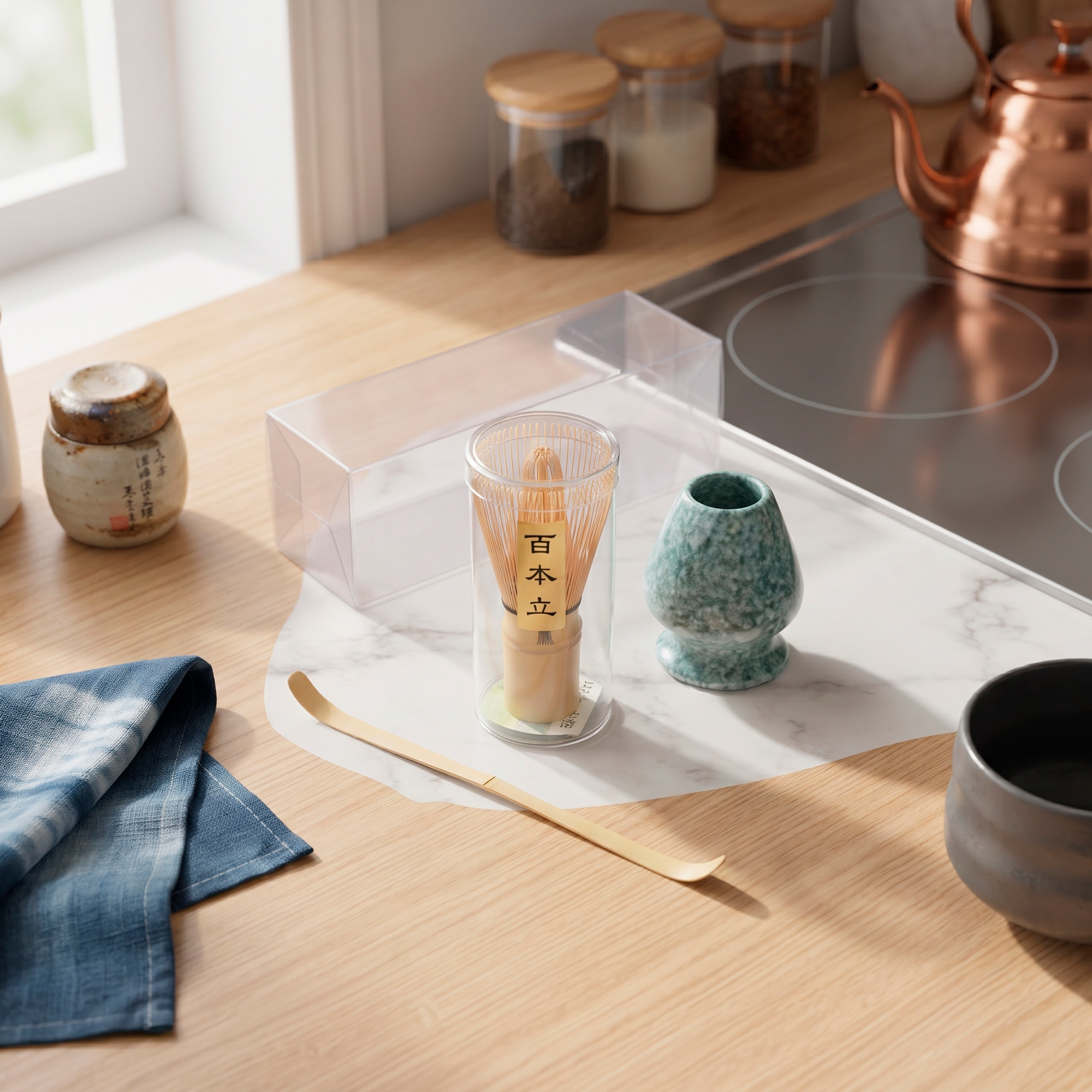 Set De Té Matcha 3 Pcz Estilo Japonés Verde Batidor Bambu Y Tazón Ceramico  13