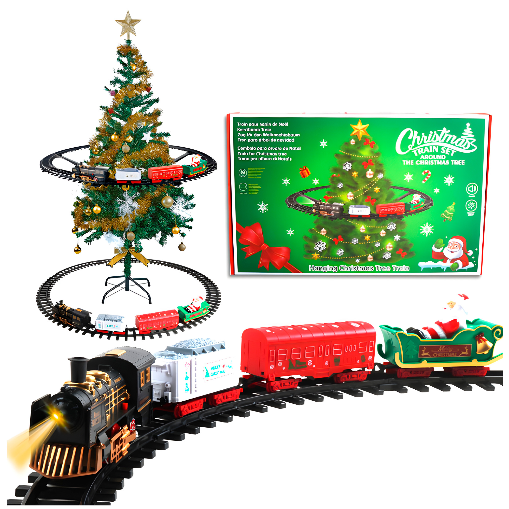Tren Eléctrico Árbol De Navidad Sonidos festivos Luces 1