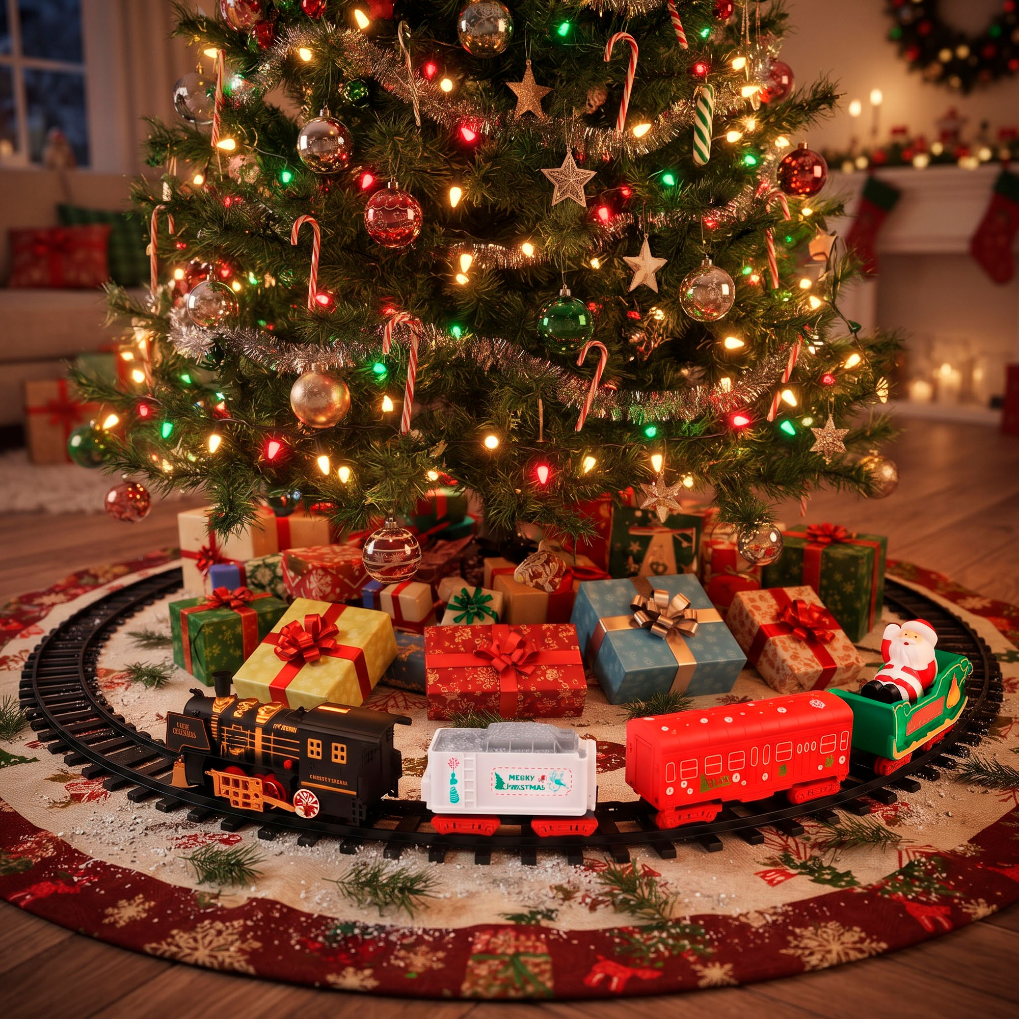 Tren Eléctrico Árbol De Navidad Sonidos festivos Luces 10
