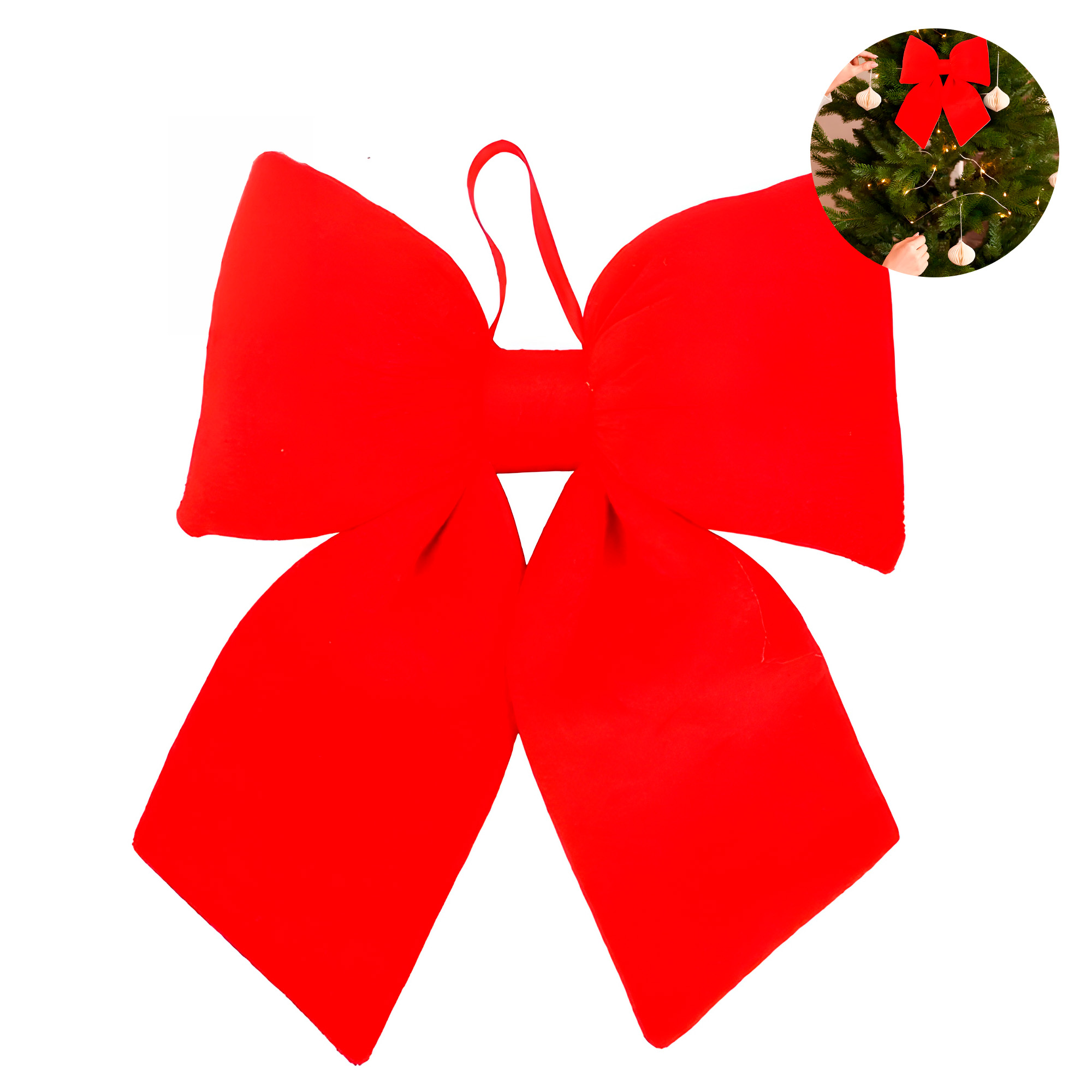 Lazo Navideño Rojo Colgante Decorativo Adorno 20 x 18 CM 1