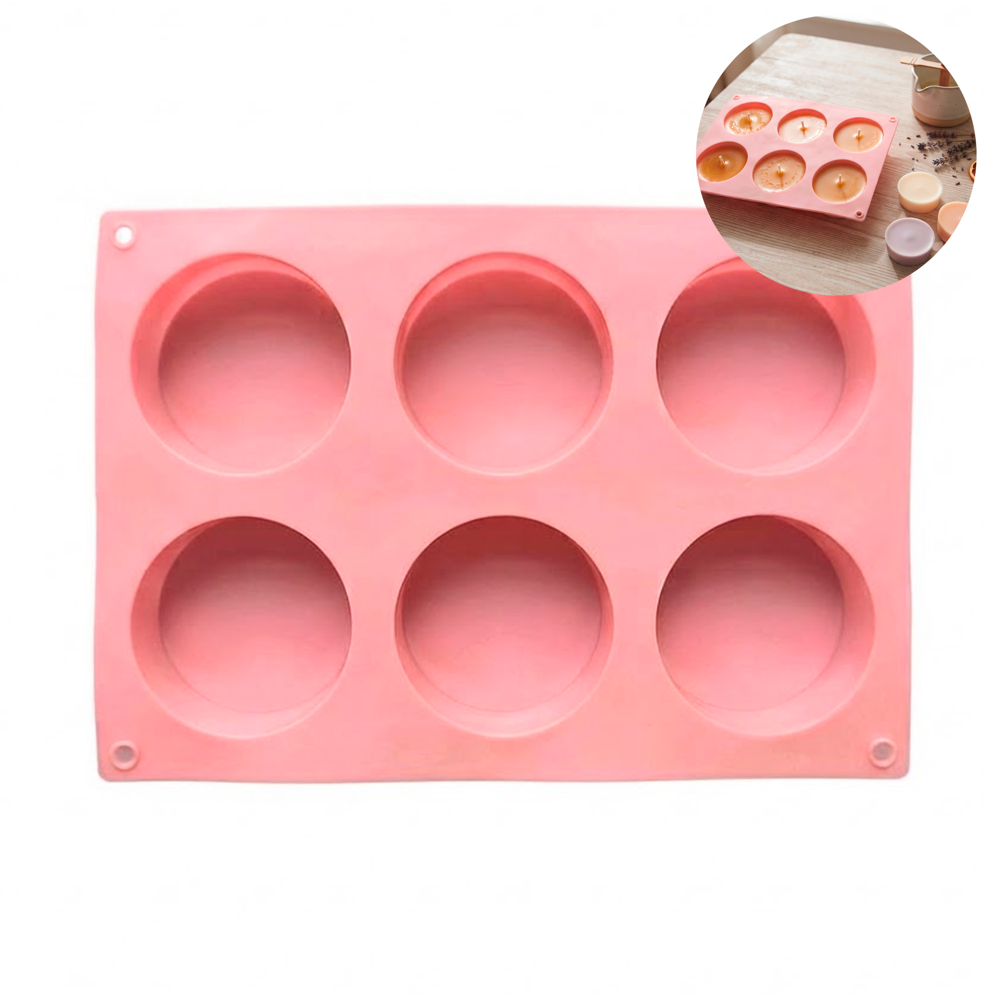 Molde de silicona Cilindrico para velas 6 Cavidades 5,7x2.5 cm 1