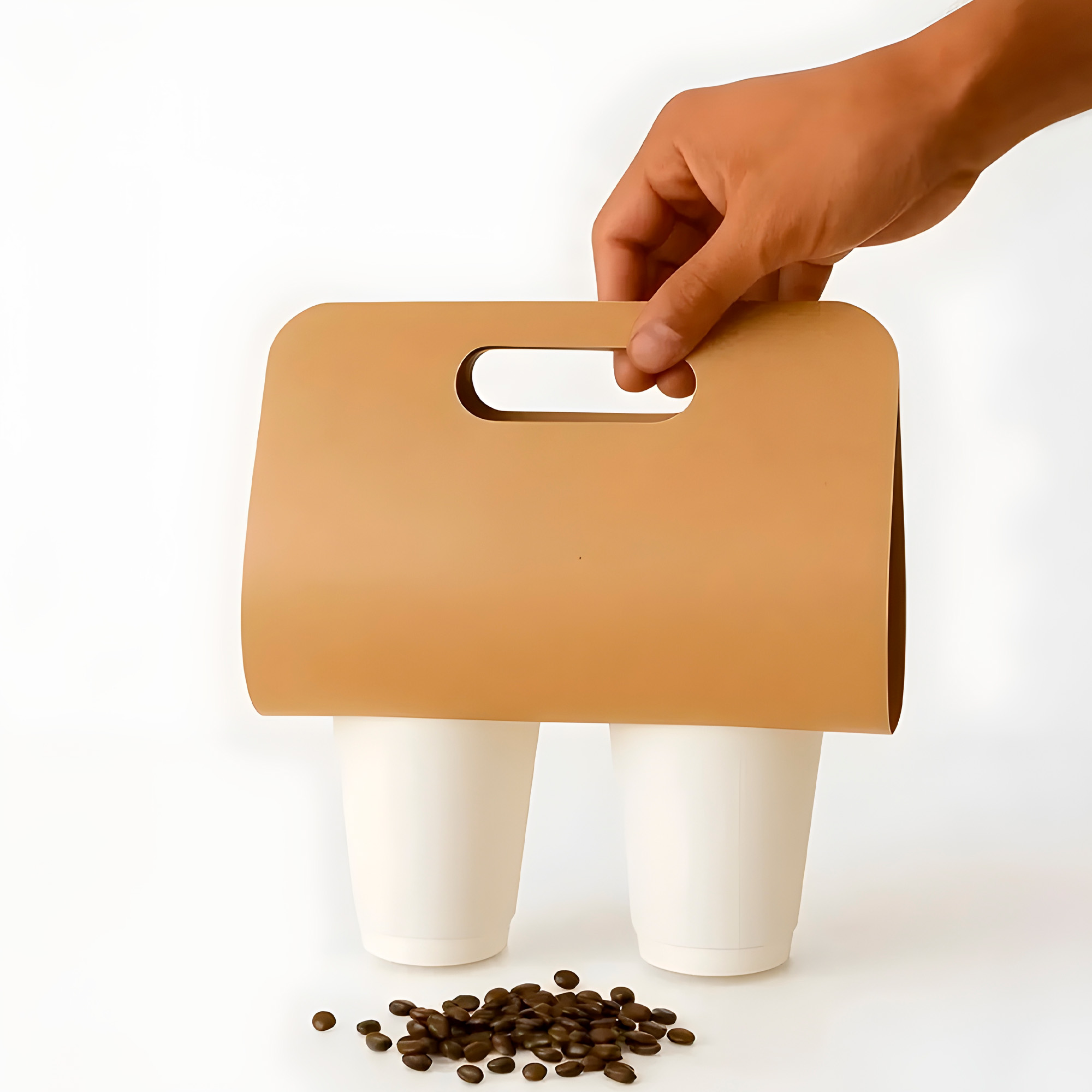 Portavasos Café Kraft 38.9X24CM Desechable Biodegradable Vasos Bebidas 4