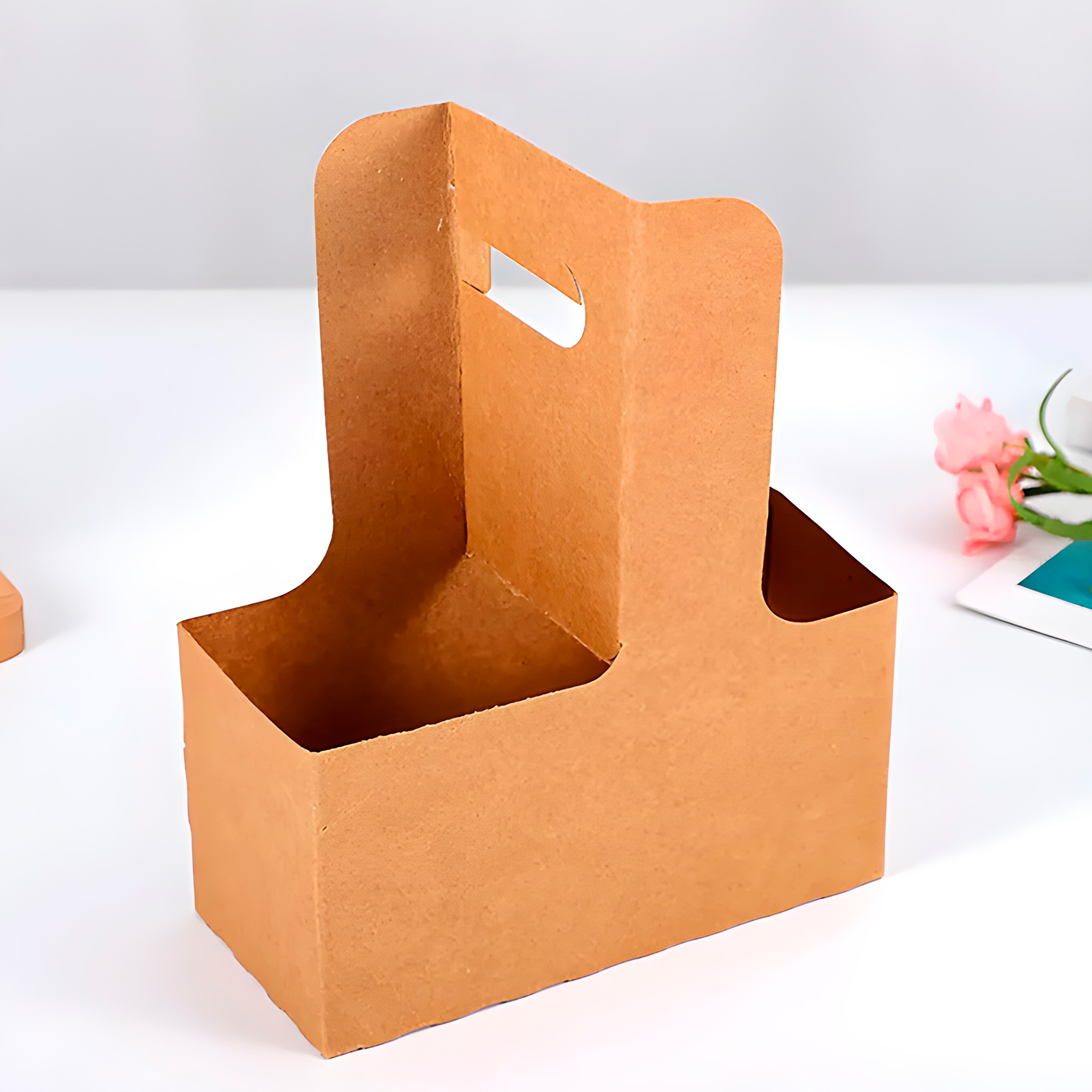 Portavasos Kraft Desechables 2 Espacios Cafe Bebidas Asas 22.5 X 17.5 X 8 CM 7