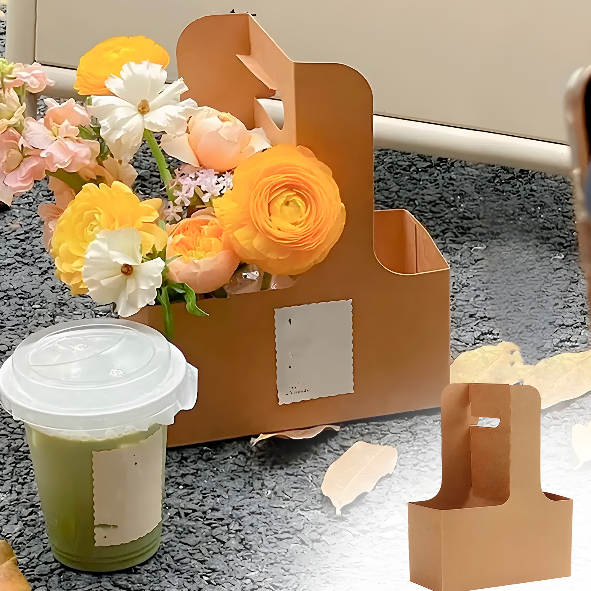 Portavasos Kraft Desechables 2 Espacios Cafe Bebidas Asas 22.5 X 17.5 X 8 CM 9