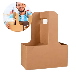 Portavasos Kraft Desechables 2 Espacios Cafe Bebidas Asas 22.5 X 17.5 X 8 CM