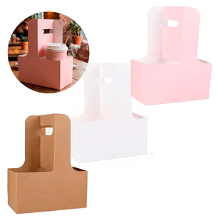Portavasos Kraft Desechables 2 Espacios Cafe Bebidas Asas 22.5 X 17.5 X 8 CM Colores