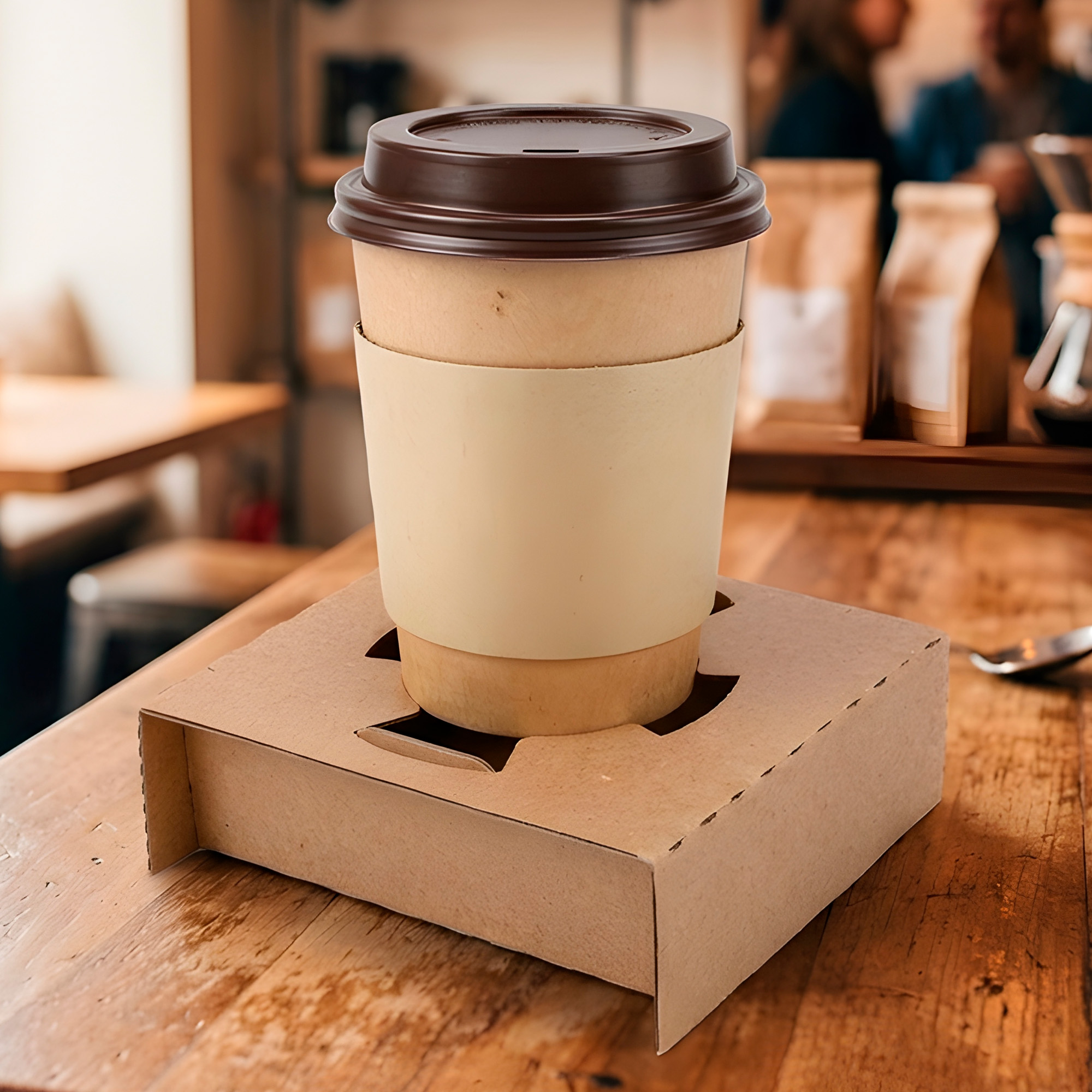 Portavasos Individual Kraft Desechables Cafe Bebidas 9.8 X 9 X 3.5 CM 3