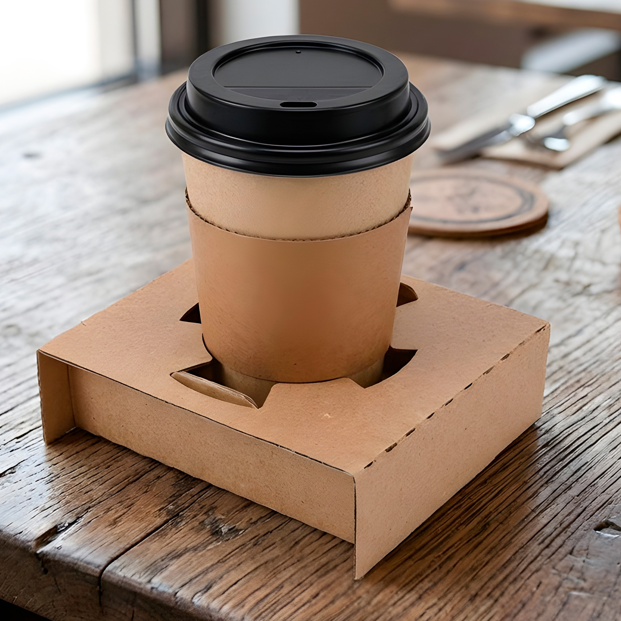 Portavasos Individual Kraft Desechables Cafe Bebidas 9.8 X 9 X 3.5 CM 9