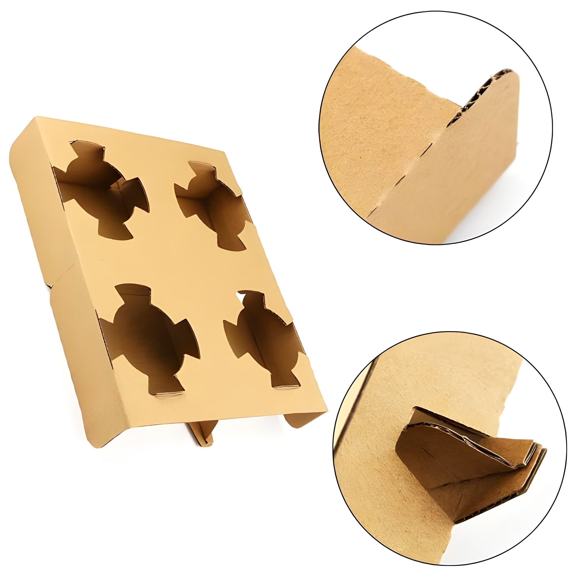 Portavasos Cuadruple Kraft Desechables Cafe Bebidas 20 X 16.6 X 3.5 CM 3