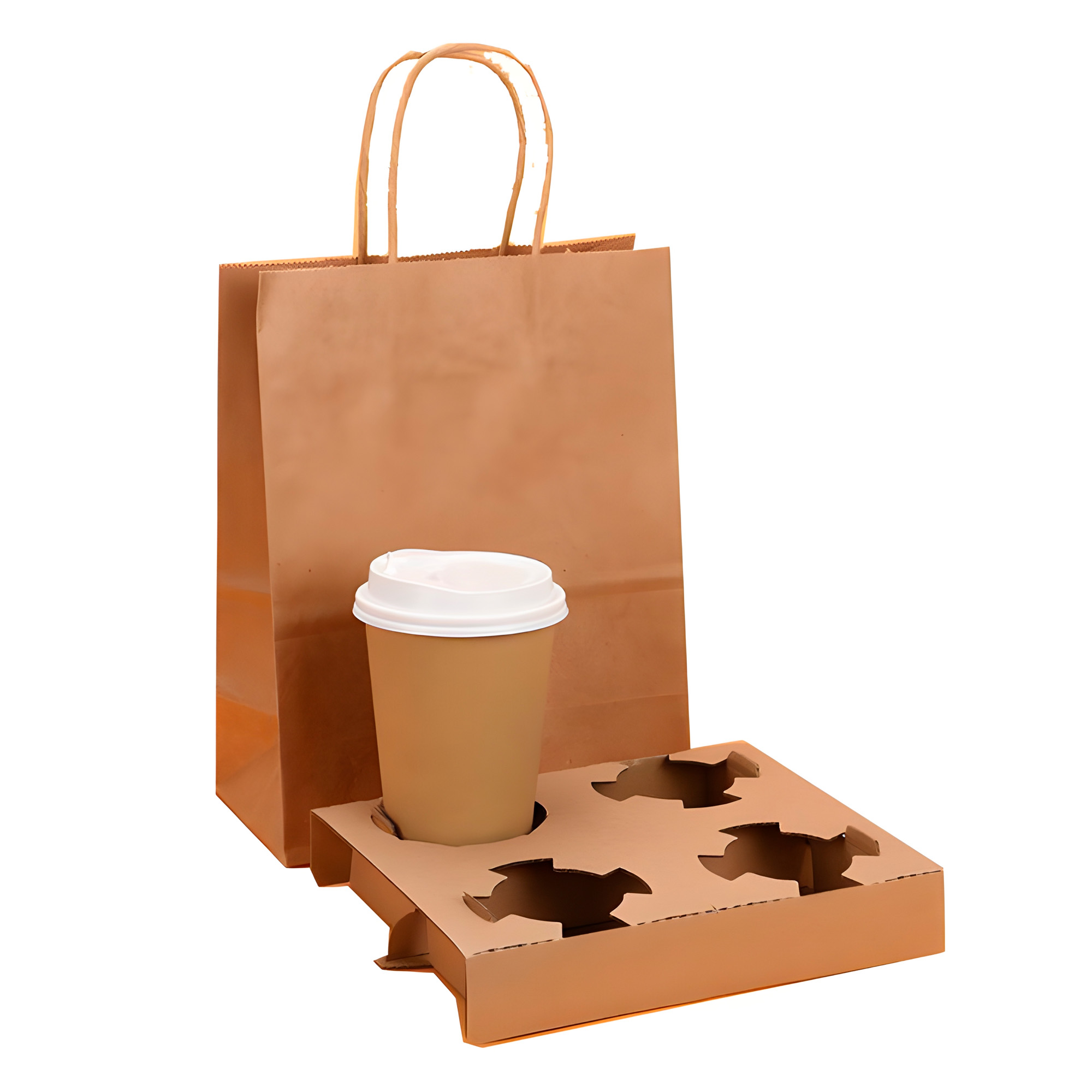 Portavasos Cuadruple Kraft Desechables Cafe Bebidas 20 X 16.6 X 3.5 CM 9
