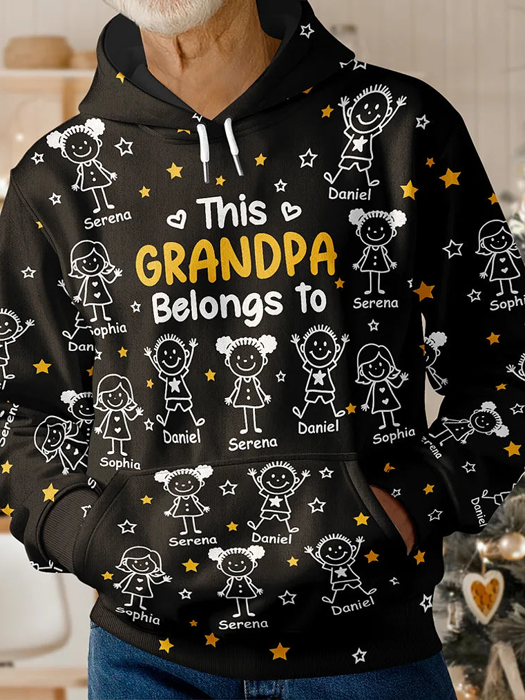 This Grandpa Grandma Belongs To Kids Pet - Personalized Pullover Hoodie 1