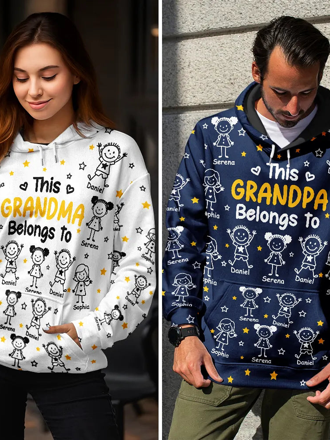 This Grandpa Grandma Belongs To Kids Pet - Personalized Pullover Hoodie 3