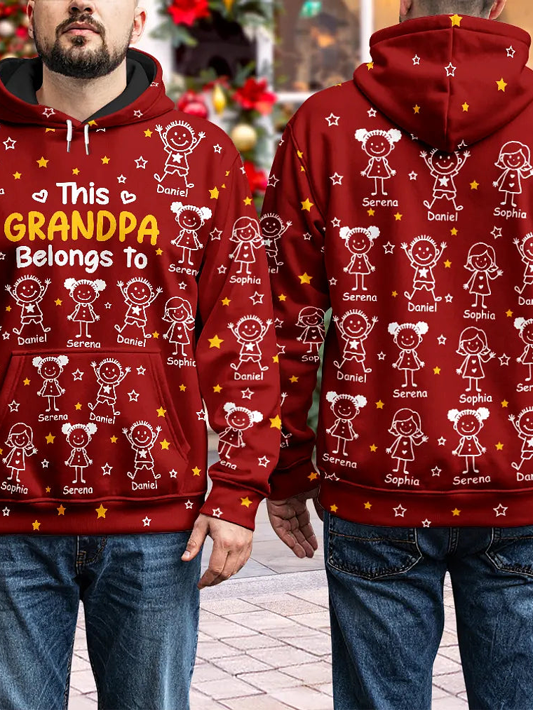 This Grandpa Grandma Belongs To Kids Pet - Personalized Pullover Hoodie 4