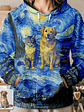 Custom Photo Family Pet Portrait Art Style Starry Night Painting Effect - Personalized Pullover Hoodie - Vorschaubild 1