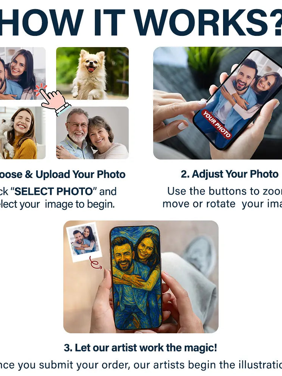 Custom Photo Family Pet Portrait Art Style Starry Night Painting Effect - Personalized Pullover Hoodie 2