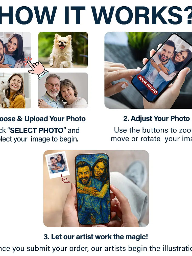 Custom Photo Family Pet Portrait Art Style Starry Night Painting Effect - Personalized Pullover Hoodie 2