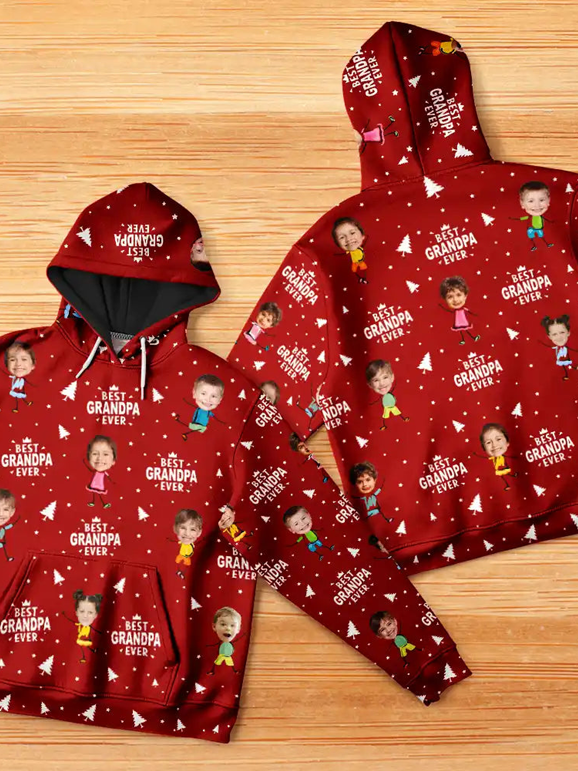 Custom Photo Best Dad Grandpa Ever Pine Tree - Personalized Pullover Hoodie 6