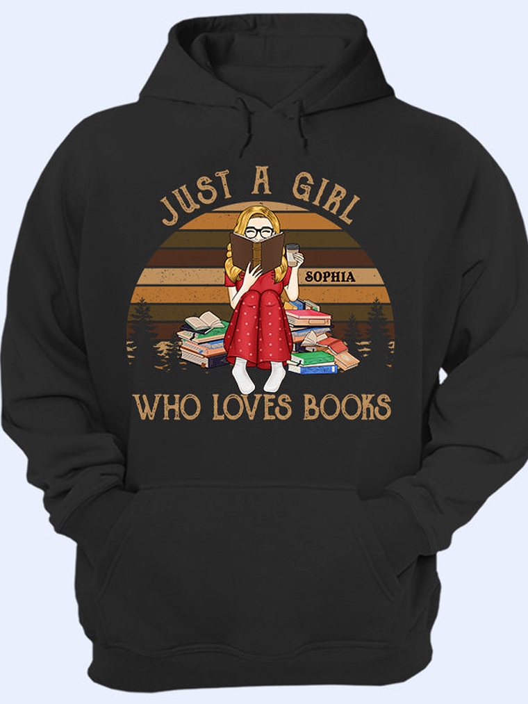 Just A Girl Who Loves Books Reading Vintage - Gift For Book Lovers - Personalized Custom T Shirt 1