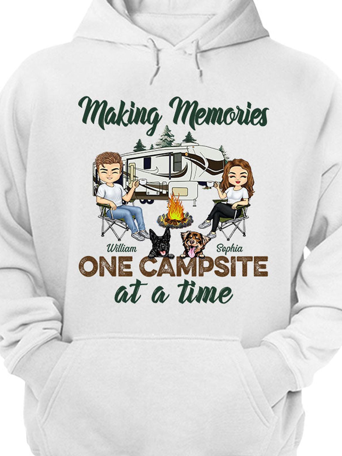 Making Memories One Campsite At A Time Dogs Camping Husband Wife - Couple Gift - Personalized Custom T Shirt 1