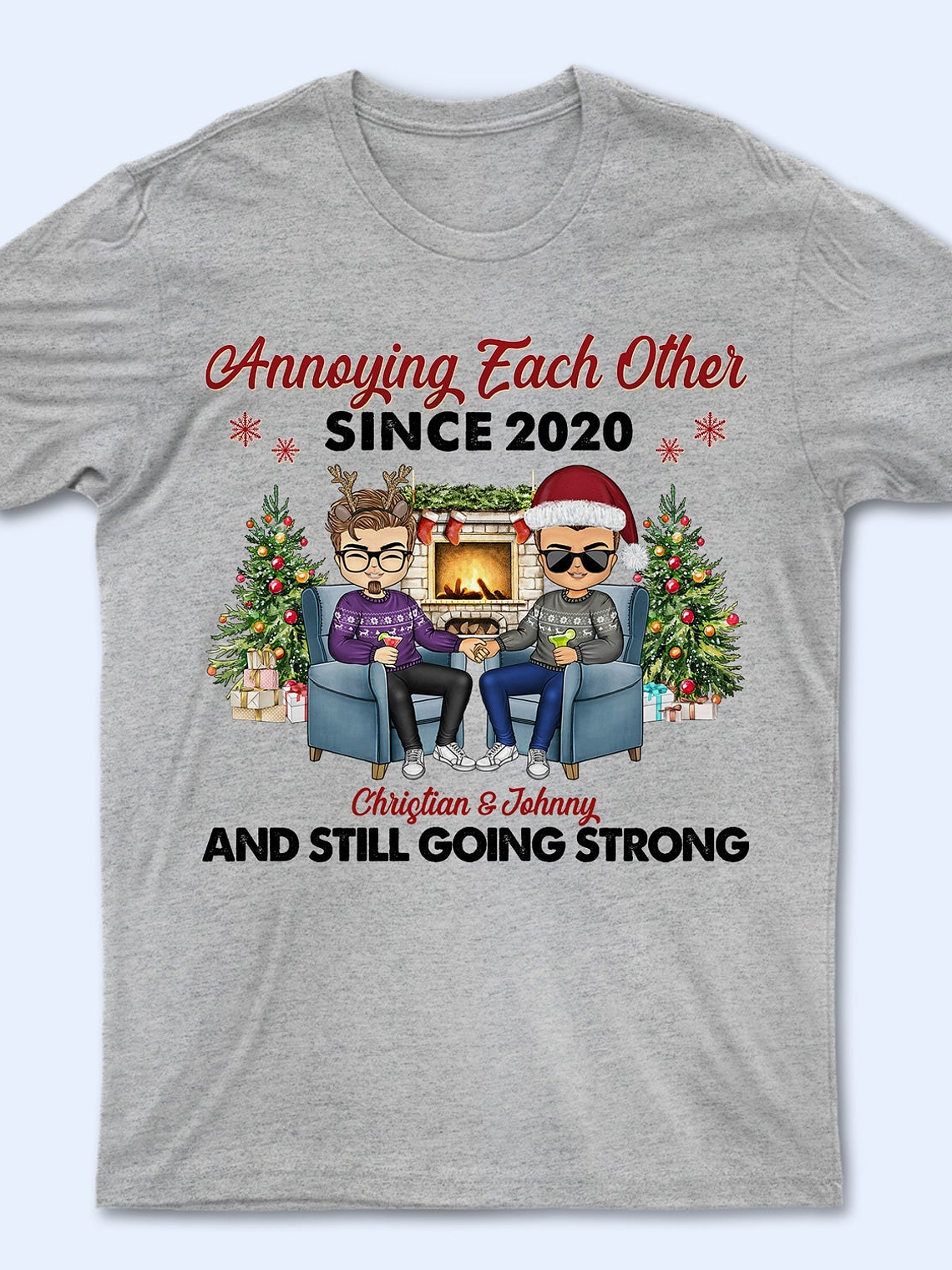 Christmas Family Chibi Old Couple Annoying Each Other Since - Gift For Couples - Personalized Custom Hoodie 4