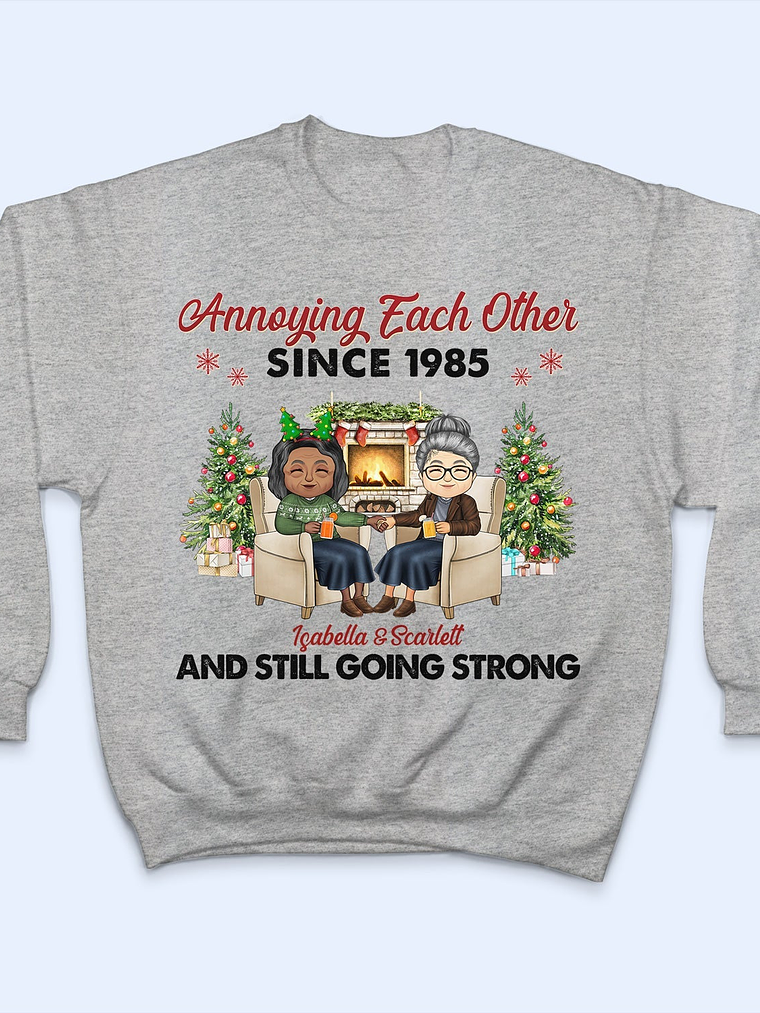 Christmas Family Chibi Old Couple Annoying Each Other Since - Gift For Couples - Personalized Custom Hoodie 5