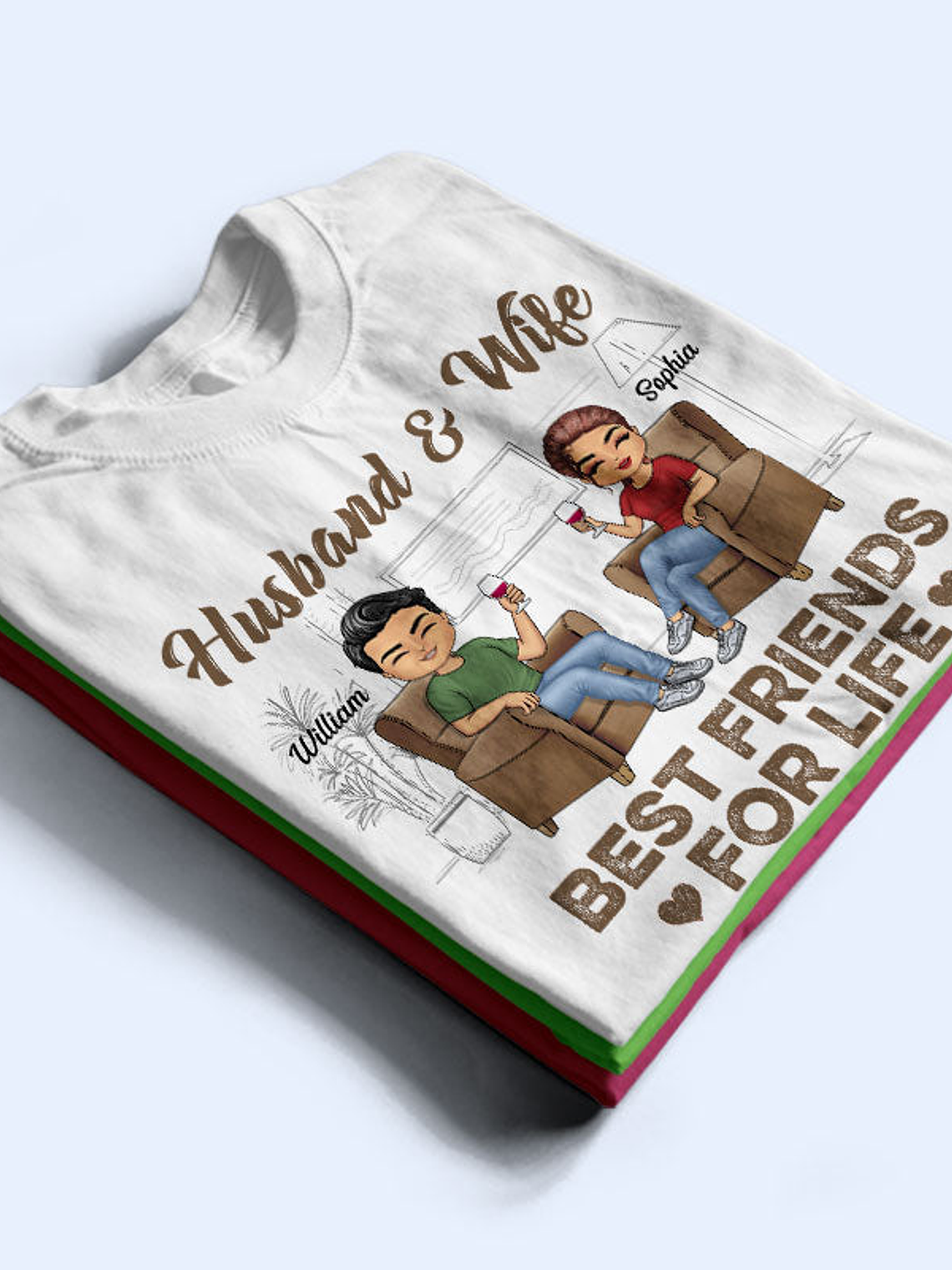 Husband Wife Best Friends For Life - Couple Gift - Personalized Custom T Shirt 2
