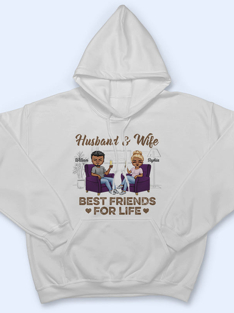 Husband Wife Best Friends For Life - Couple Gift - Personalized Custom T Shirt 4