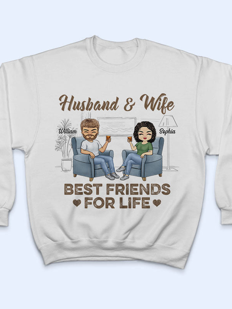 Husband Wife Best Friends For Life - Couple Gift - Personalized Custom T Shirt 5