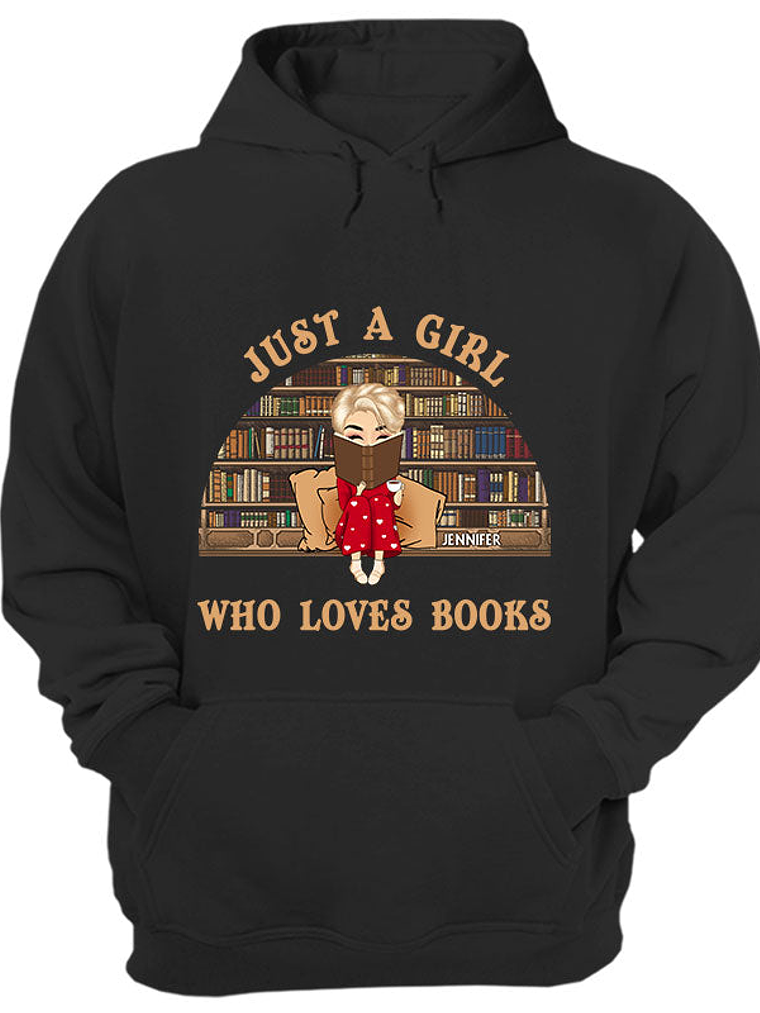 Reading Chibi Girl Just A Girl Who Loves Books - Personalized Custom Hoodie 1