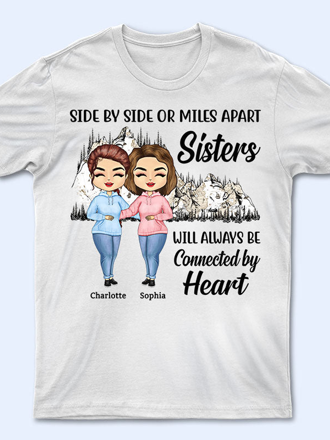 Connected By Heart Hoodie Friends - BFF Bestie Gift - Personalized Custom Hoodie 2