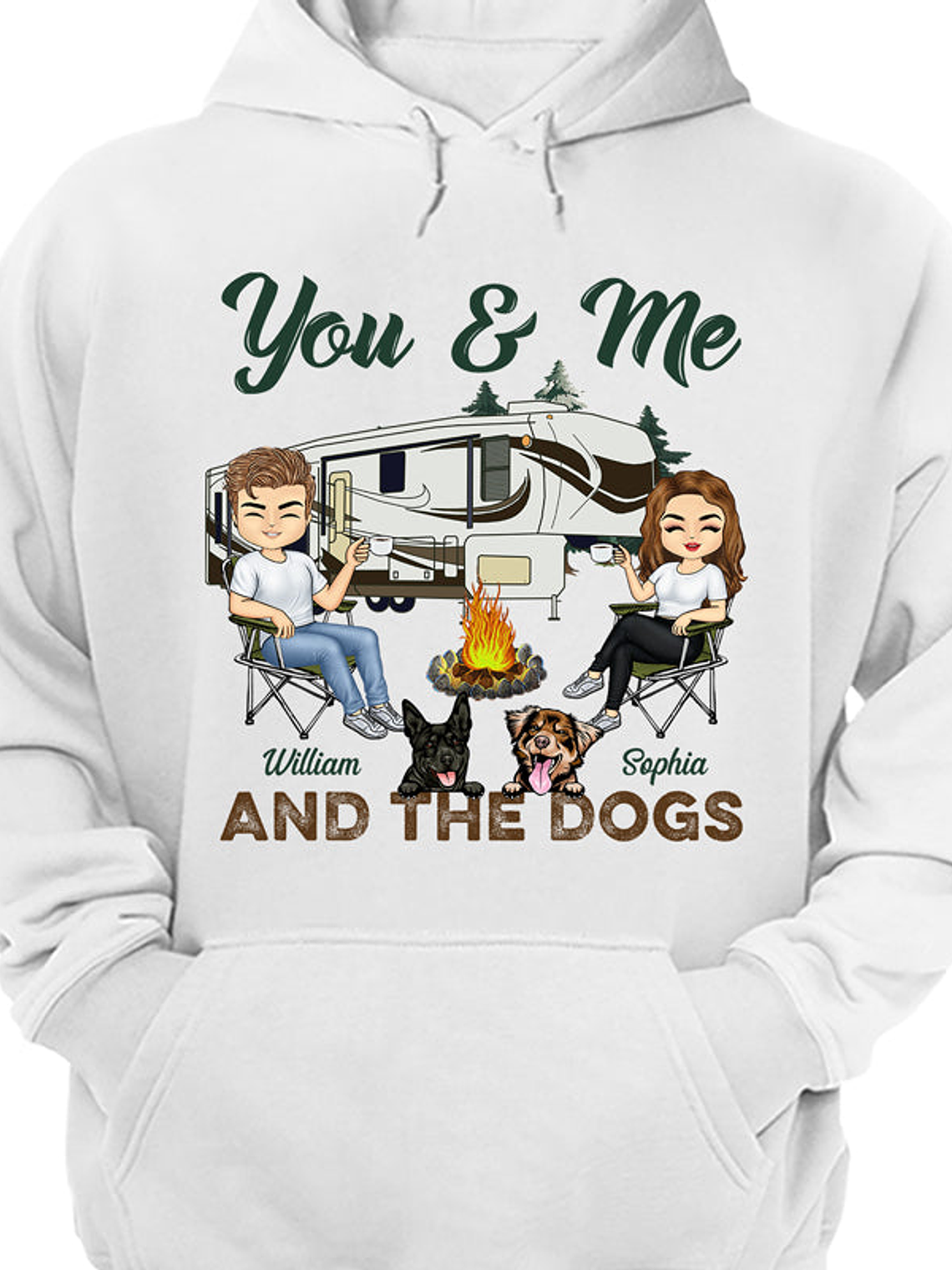You & Me And The Dogs Camping Husband Wife - Couple Gift - Personalized Custom T Shirt 1