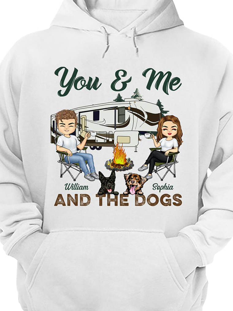 You & Me And The Dogs Camping Husband Wife - Couple Gift - Personalized Custom T Shirt 1