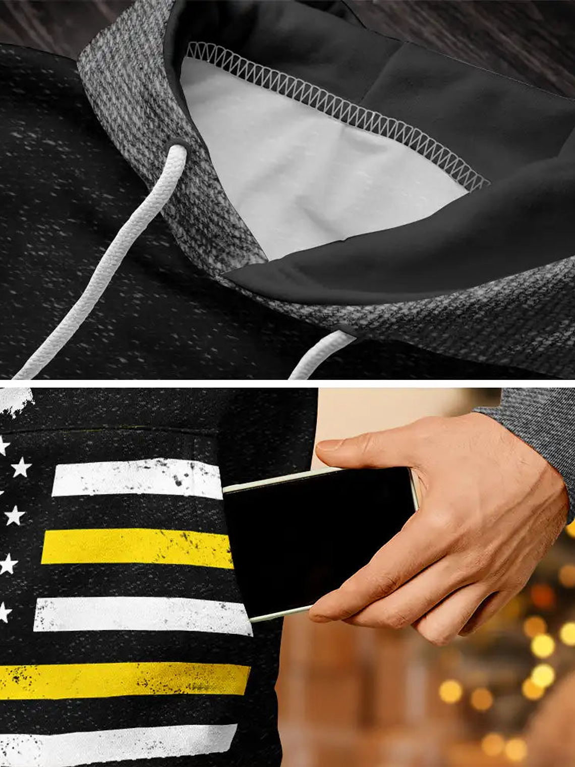 Stars And Stripes Dad Kid Hand Grunge - Personalized Pullover Hoodie 6