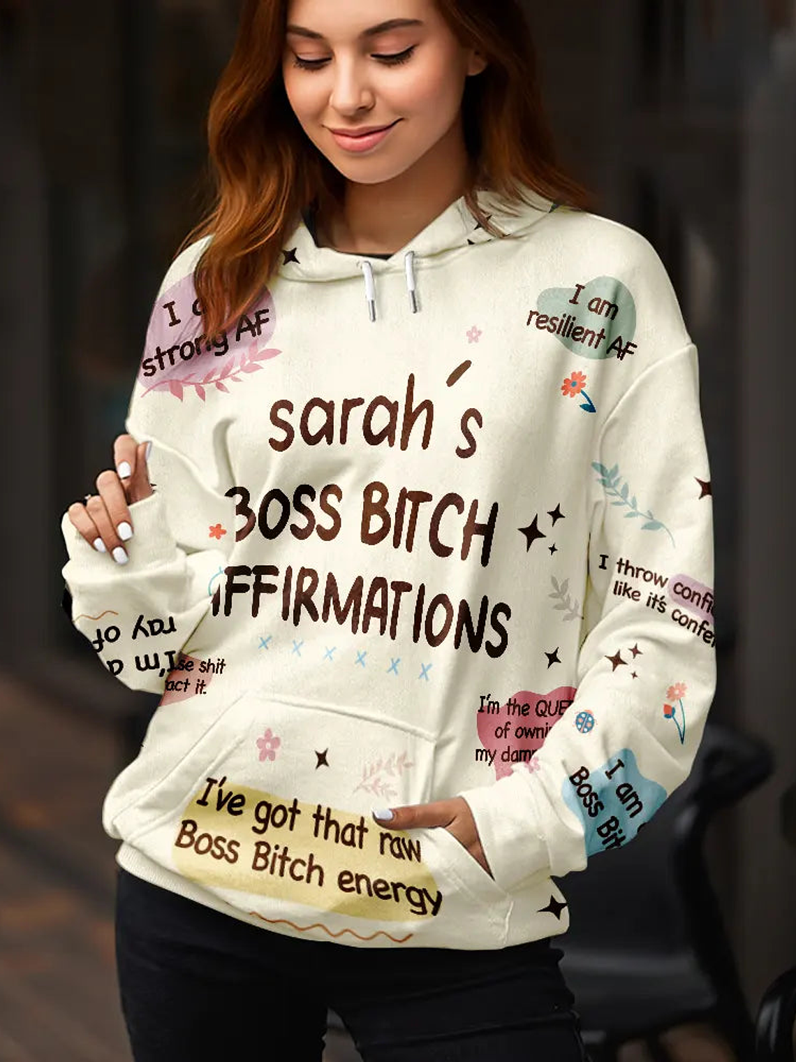 Women Everyday Affirmation Girl Power Self Claim - Personalized Pullover Hoodie 3