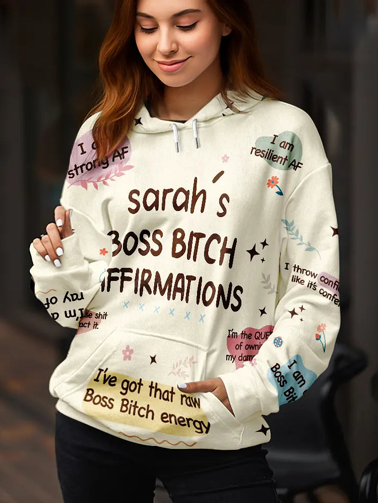 Women Everyday Affirmation Girl Power Self Claim - Personalized Pullover Hoodie 3