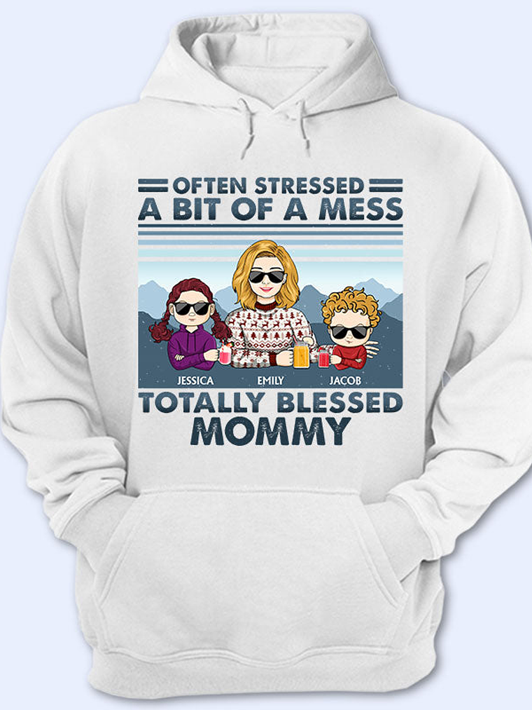 Mother Often Stressed A Bit Of A Mess Young - Christmas Gift For Mother - Personalized Custom T Shirt 1