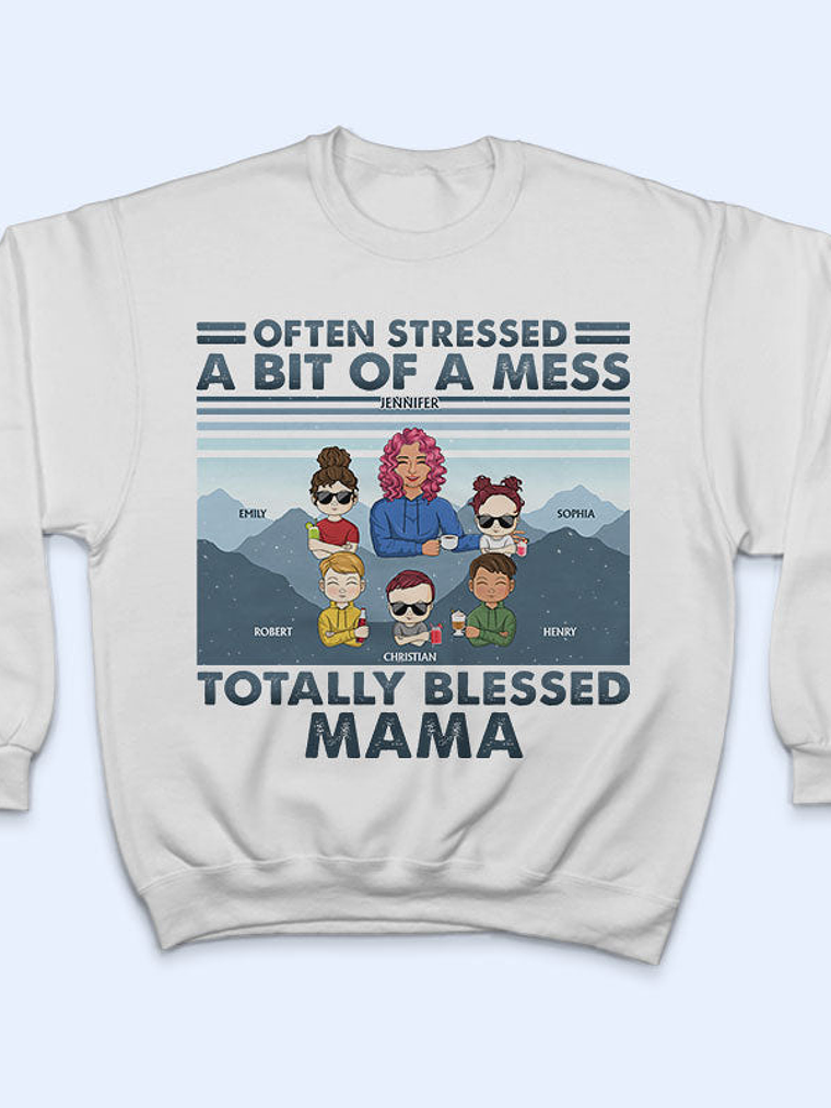 Mother Often Stressed A Bit Of A Mess Young - Christmas Gift For Mother - Personalized Custom T Shirt 5