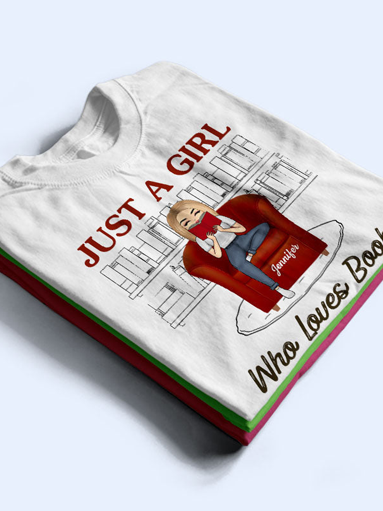 Reading Girl Just A Girl Who Loves Books - Reading Lovers - Personalized Custom Hoodie 2
