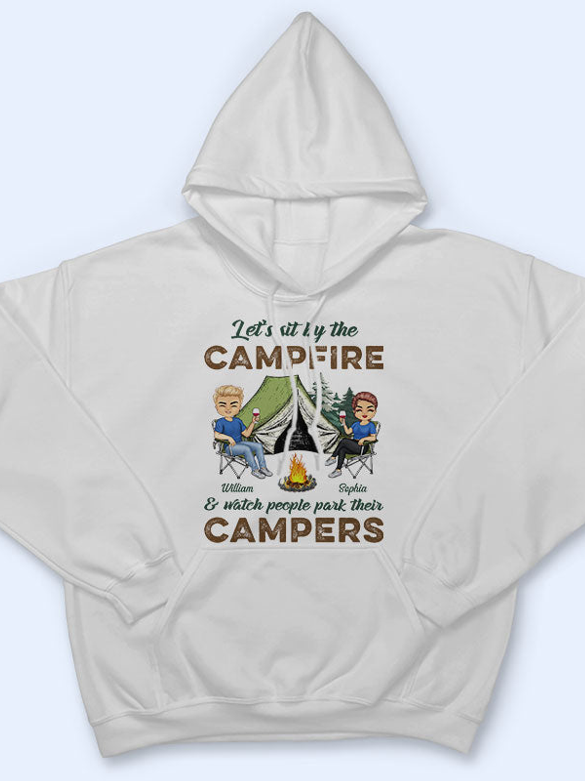 Let's Sit By The Campfire Husband Wife Camping - Couple Gift - Personalized Custom T Shirt 4