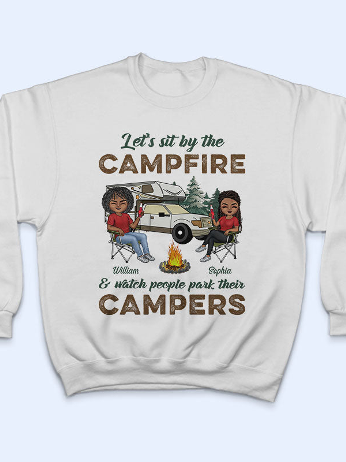 Let's Sit By The Campfire Husband Wife Camping - Couple Gift - Personalized Custom T Shirt 5