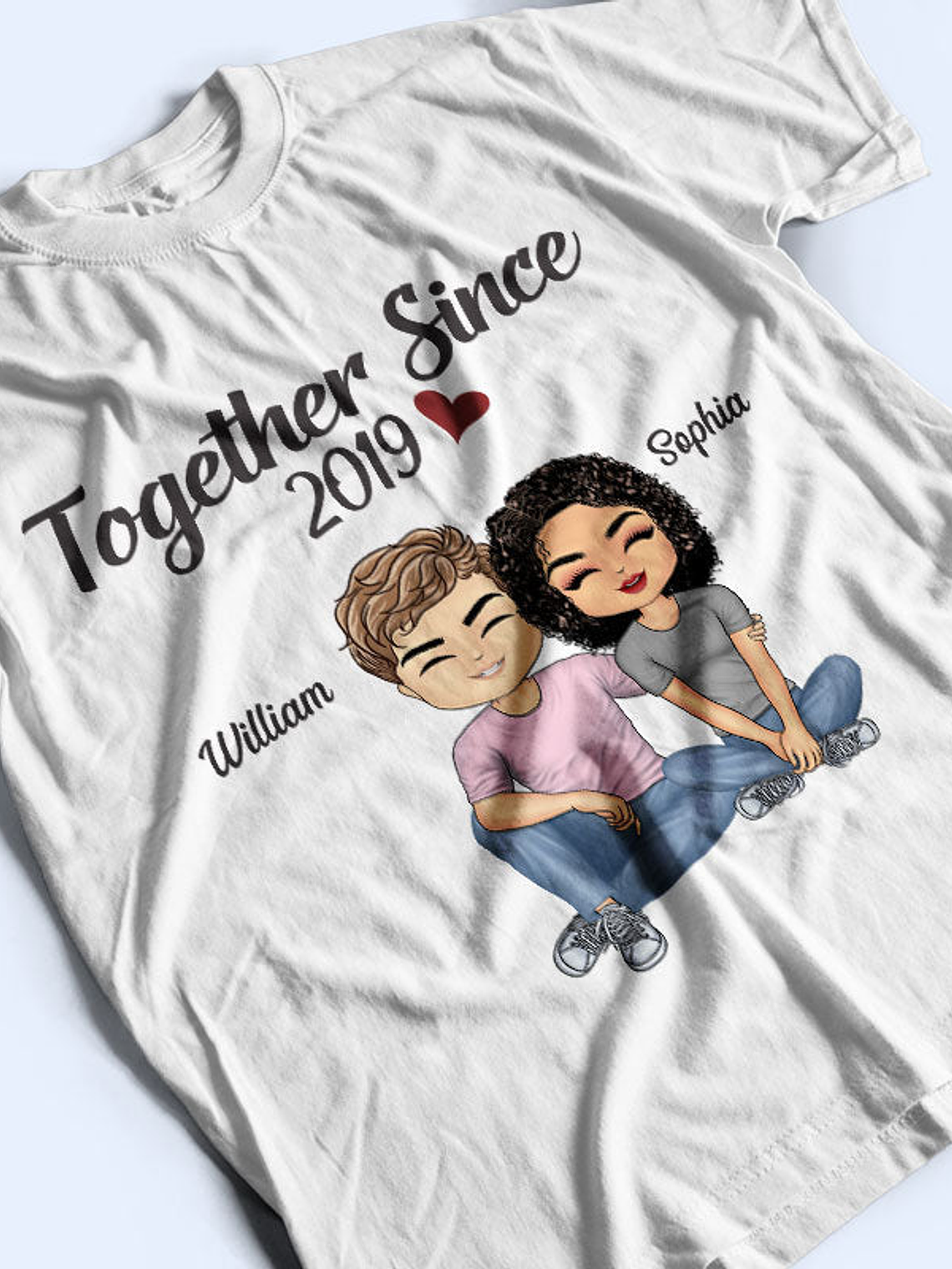Together Since Husband Wife - Couple Gift - Personalized Custom T Shirt 3