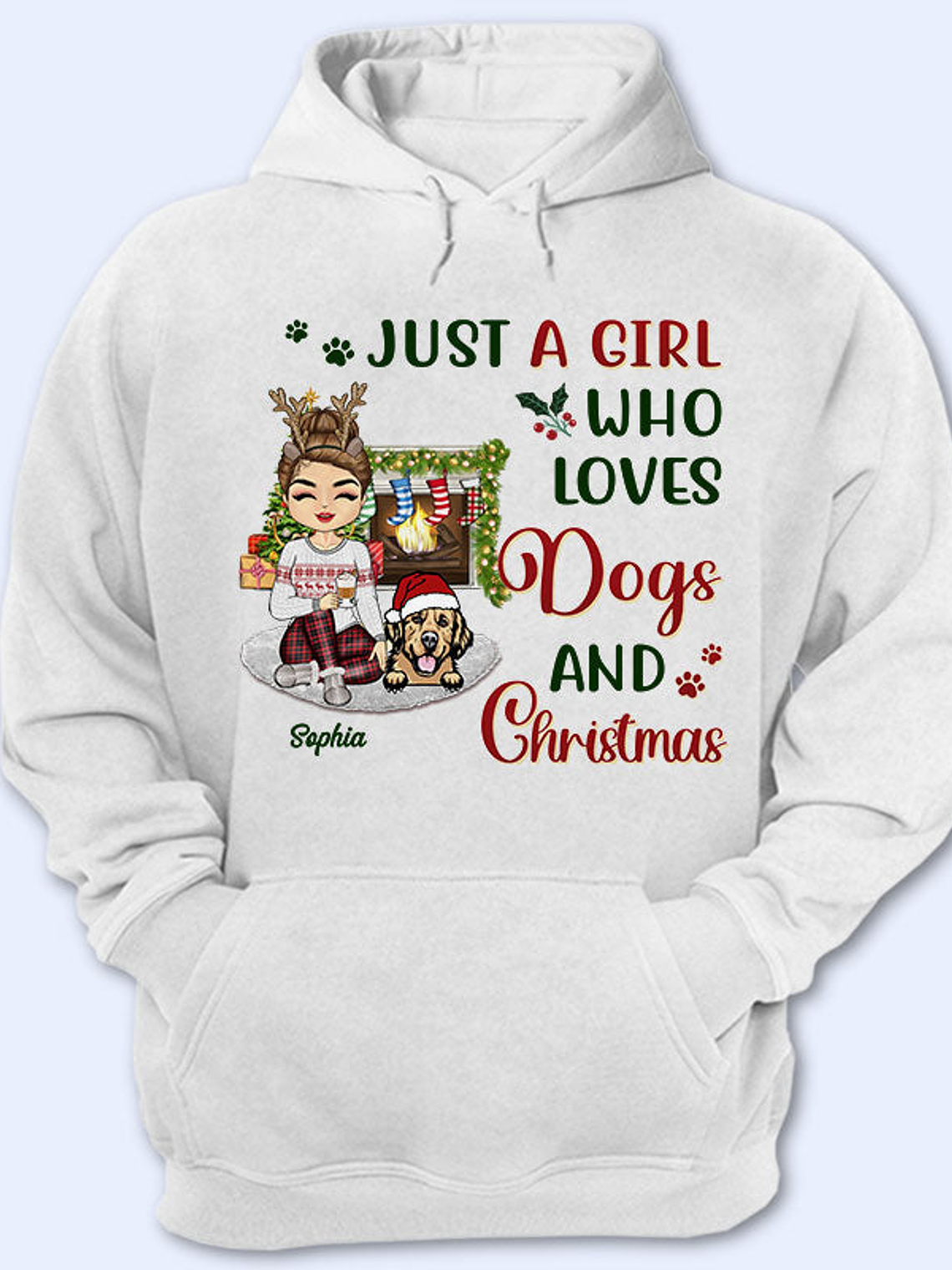 Just A Girl Boy Who Loves Dogs And Christmas - Christmas Gift For Dog Lovers - Personalized Custom Hoodie 1