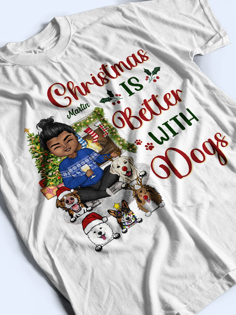 Just A Girl Boy Who Loves Dogs And Christmas - Christmas Gift For Dog Lovers - Personalized Custom Hoodie 3