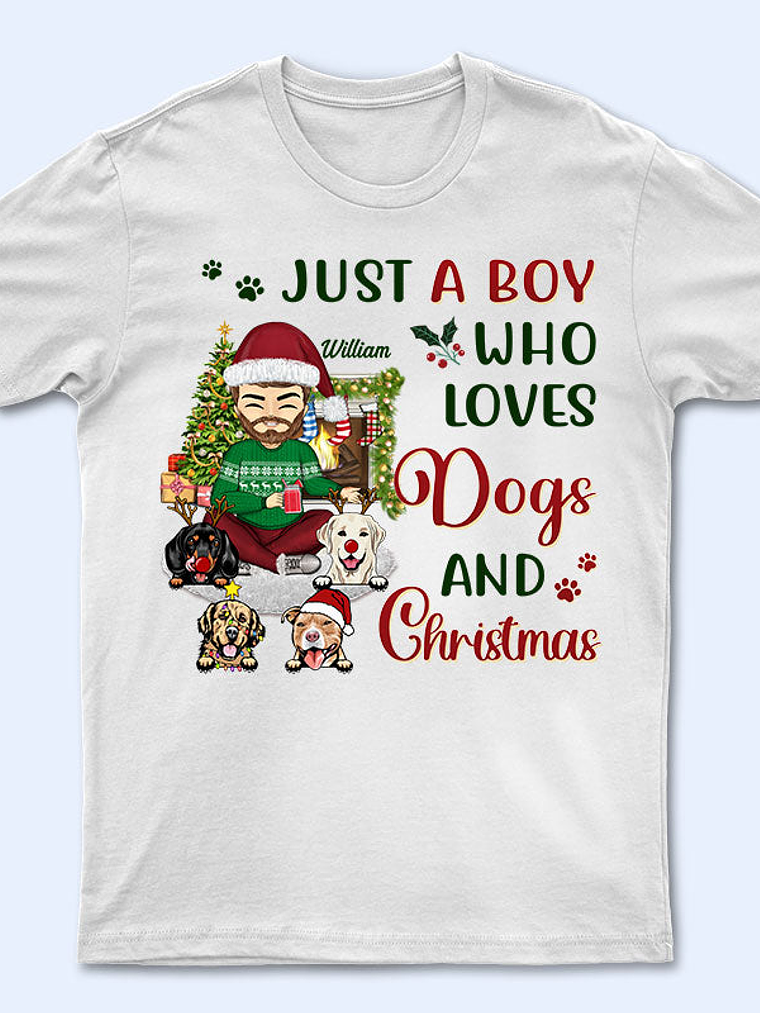 Just A Girl Boy Who Loves Dogs And Christmas - Christmas Gift For Dog Lovers - Personalized Custom Hoodie 4