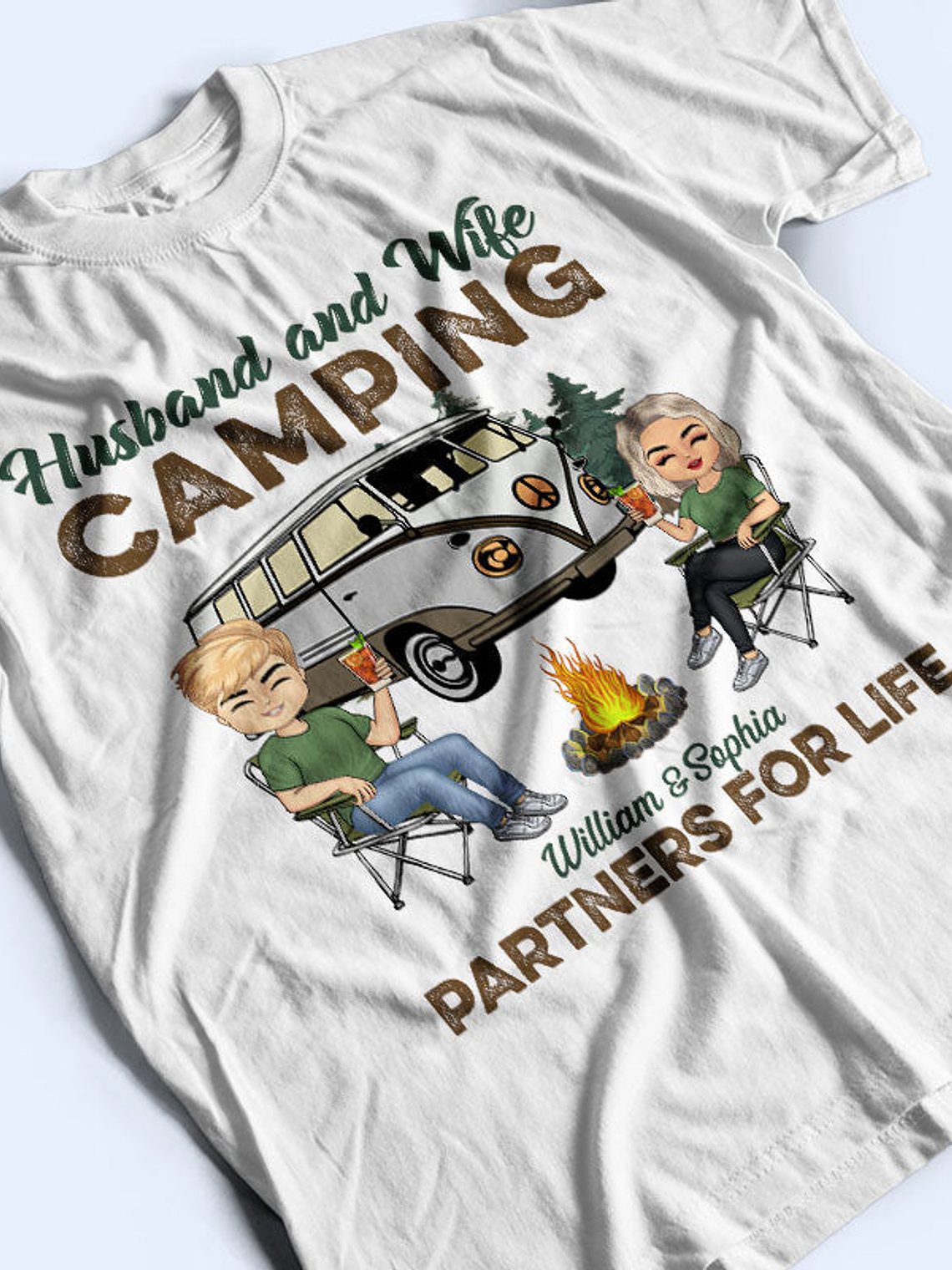 Camping Partners For Life Husband Wife - Couple Gift - Personalized Custom T Shirt 5