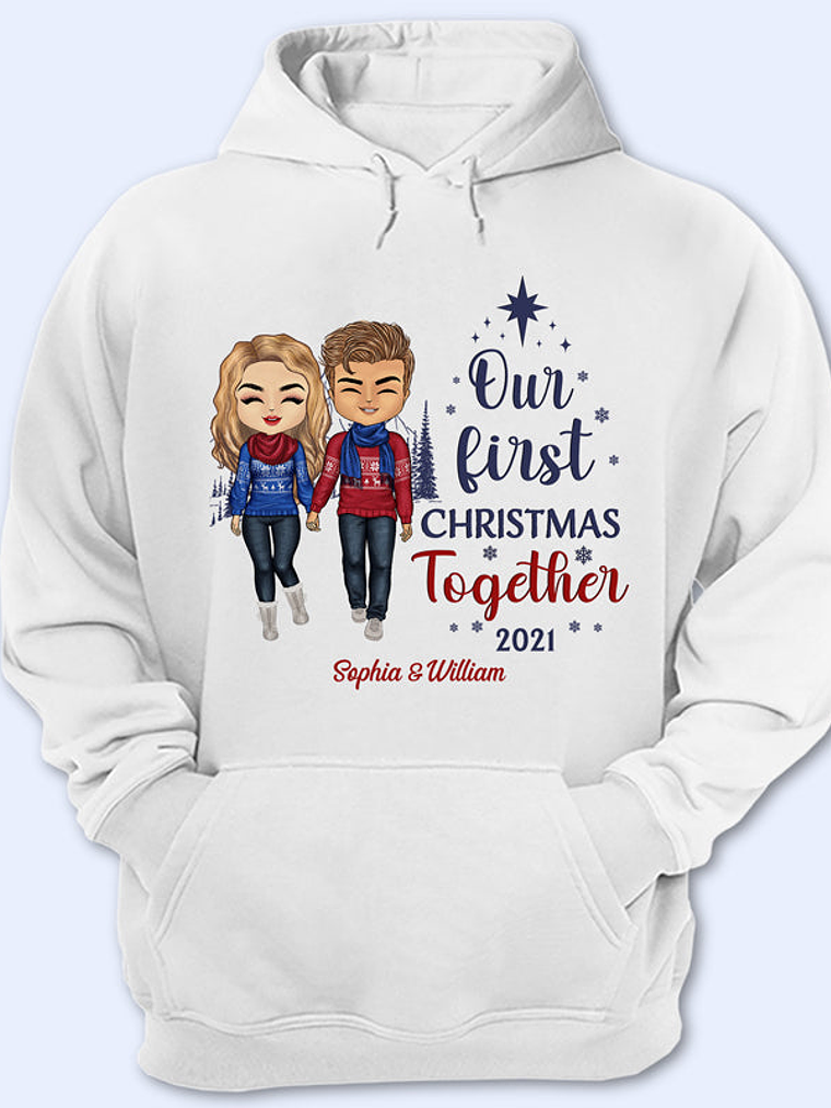 Couple Our First Christmas Together - Christmas Gift For Couple - Personalized Custom Hoodie 1
