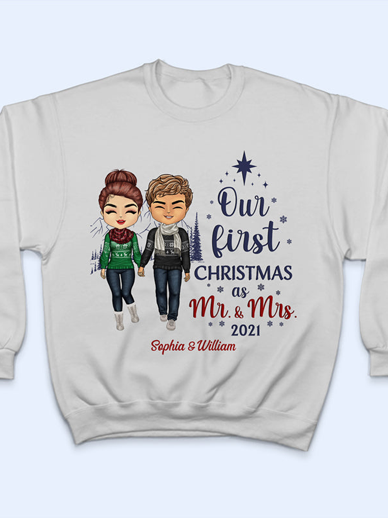 Couple Our First Christmas Together - Christmas Gift For Couple - Personalized Custom Hoodie 2