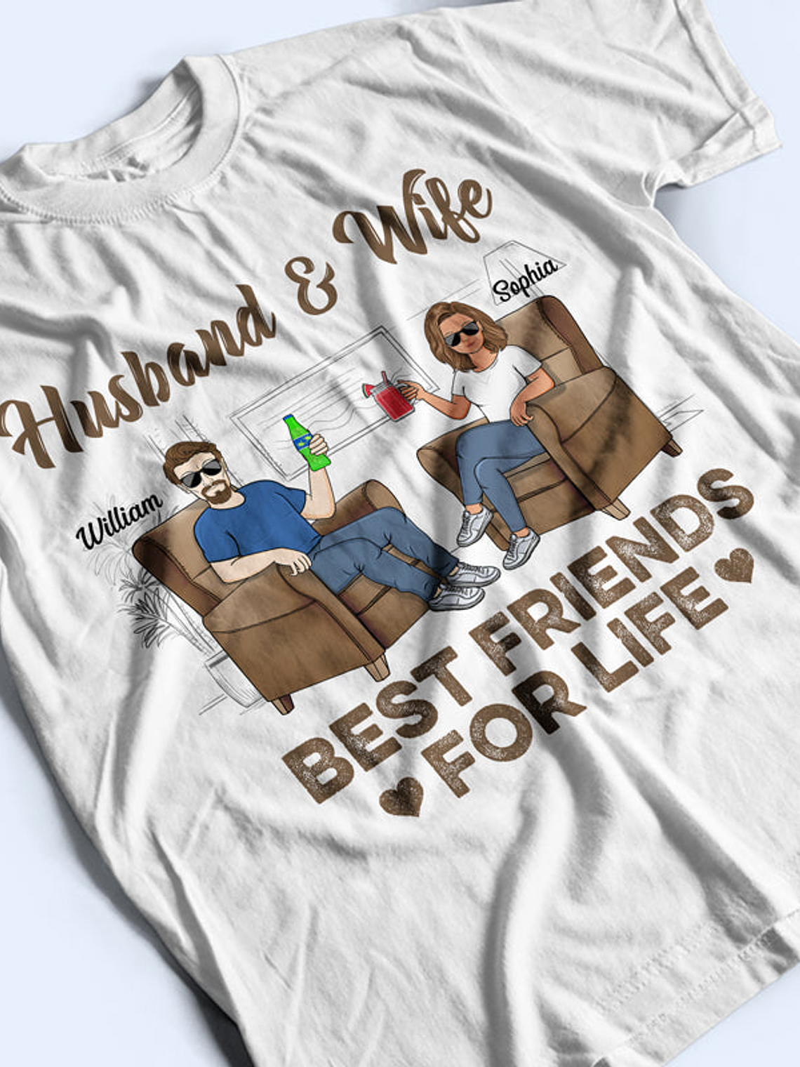Husband Wife Best Friends For Life - Gift For Couples - Personalized Custom T Shirt 3